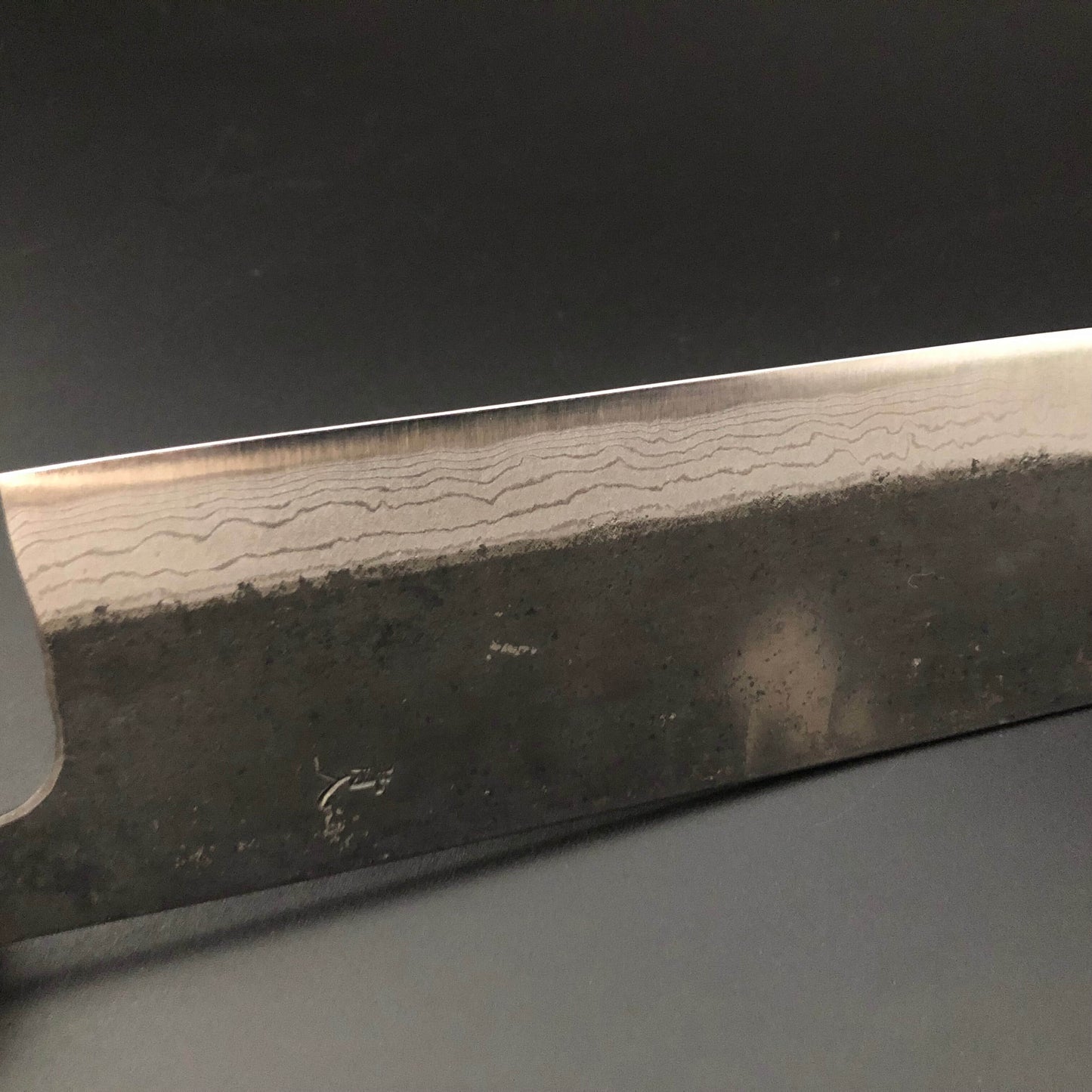 Kurouchi Carbon Nakiri 165㎜ Damascus Octagonal angle walnut